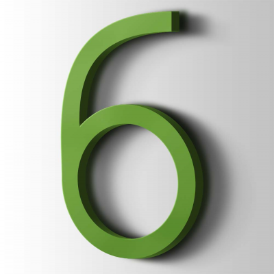 Kunststof Cijfer 6 Thesis Acrylaat 6018 Yellow Green - 1