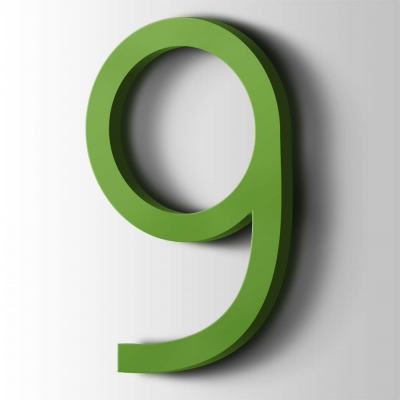 Kunststof Cijfer 9 Thesis Acrylaat 6018 Yellow Green - 1