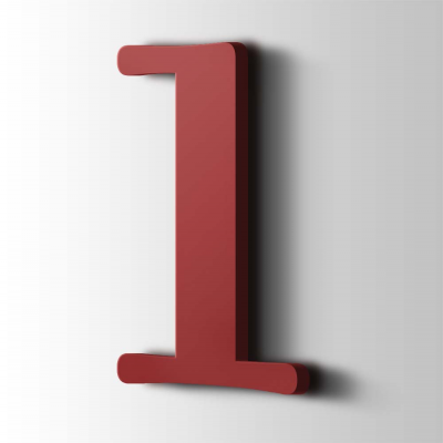 Kunststof Cijfer 1 Filisofia Acrylaat 3001 Signal Red - 1