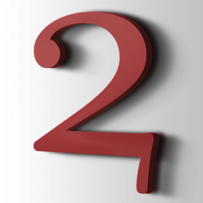 Kunststof Cijfer 2 Filisofia Acrylaat 3001 Signal Red - 1