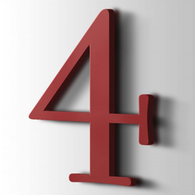 Kunststof Cijfer 4 Filisofia Acrylaat 3001 Signal Red - 1