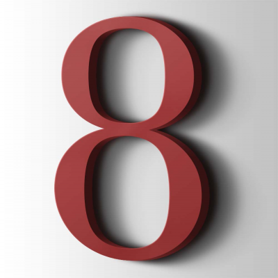 Kunststof Cijfer 8 Filisofia Acrylaat 3001 Signal Red - 1