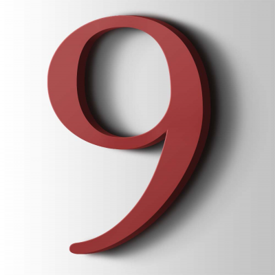 Kunststof Cijfer 9 Filisofia Acrylaat 3001 Signal Red - 1
