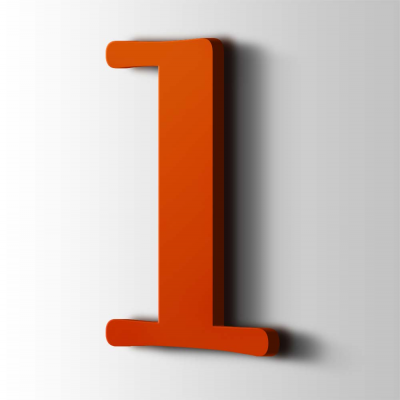 Kunststof Cijfer 1 Filisofia Acrylaat 3020 Traffic Red - 1