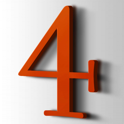 Kunststof Cijfer 4 Filisofia Acrylaat 3020 Traffic Red - 1