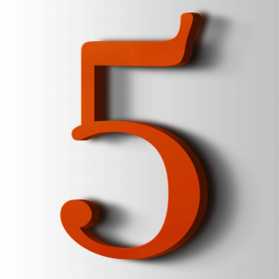 Kunststof Cijfer 5 Filisofia Acrylaat 3020 Traffic Red - 1