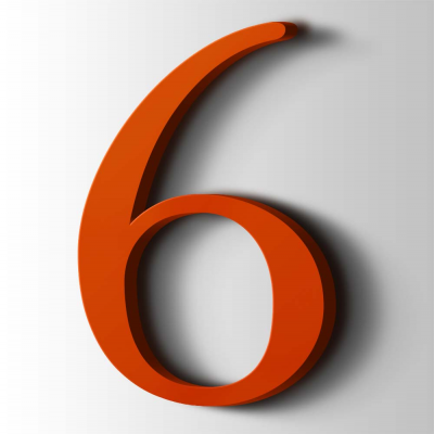 Kunststof Cijfer 6 Filisofia Acrylaat 3020 Traffic Red - 1