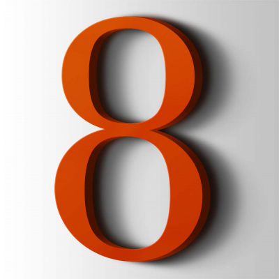 Kunststof Cijfer 8 Filisofia Acrylaat 3020 Traffic Red - 1