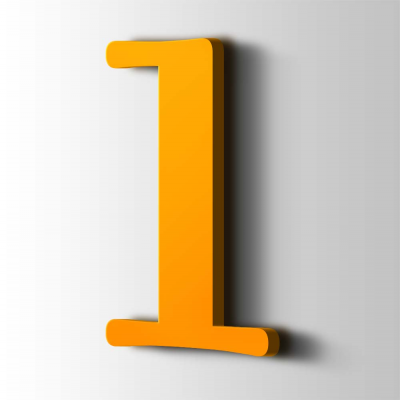 Kunststof Cijfer 1 Filisofia Acrylaat 1003 Signal Yellow - 1