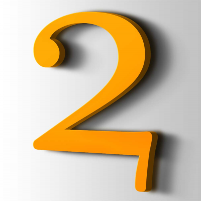 Kunststof Cijfer 2 Filisofia Acrylaat 1003 Signal Yellow - 1