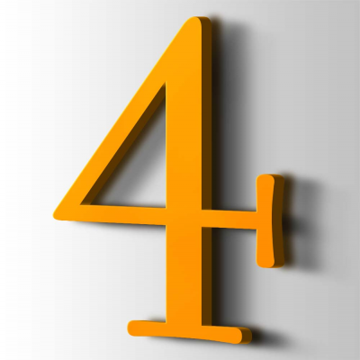 Kunststof Cijfer 4 Filisofia Acrylaat 1003 Signal Yellow - 1