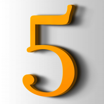 Kunststof Cijfer 5 Filisofia Acrylaat 1003 Signal Yellow - 1