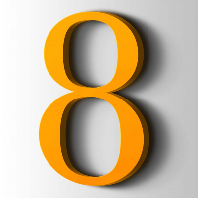 Kunststof Cijfer 8 Filisofia Acrylaat 1003 Signal Yellow - 1