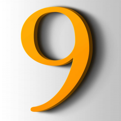 Kunststof Cijfer 9 Filisofia Acrylaat 1003 Signal Yellow - 1