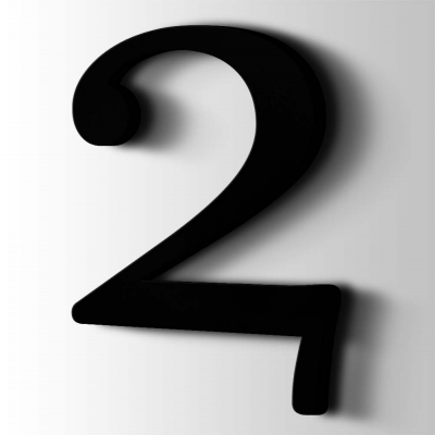 Kunststof Cijfer 2 Filisofia Acrylaat 9005 Jet Black - 1