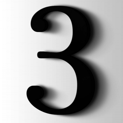 Kunststof Cijfer 3 Filisofia Acrylaat 9005 Jet Black - 1
