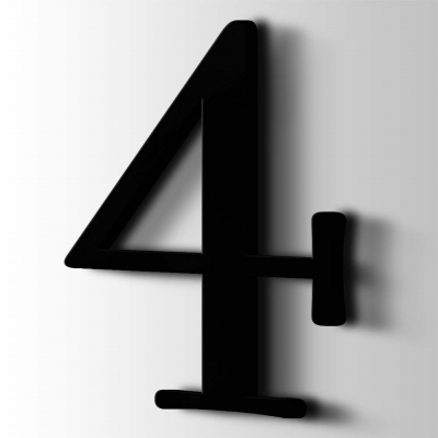 Kunststof Cijfer 4 Filisofia Acrylaat 9005 Jet Black - 1