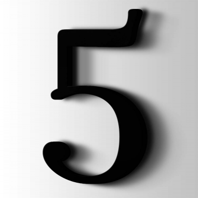 Kunststof Cijfer 5 Filisofia Acrylaat 9005 Jet Black - 1