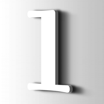 Kunststof Cijfer 1 Filisofia Acrylaat 9016 Traffic white - 1