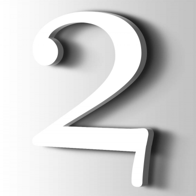 Kunststof Cijfer 2 Filisofia Acrylaat 9016 Traffic white - 1