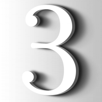 Kunststof Cijfer 3 Filisofia Acrylaat 9016 Traffic white - 1