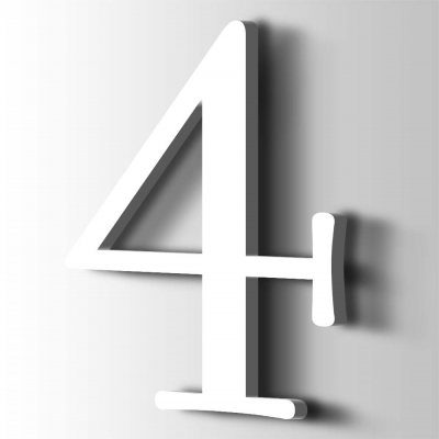 Kunststof Cijfer 4 Filisofia Acrylaat 9016 Traffic white - 1