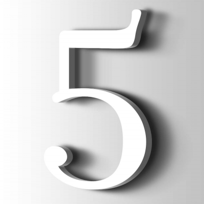 Kunststof Cijfer 5 Filisofia Acrylaat 9016 Traffic white - 1