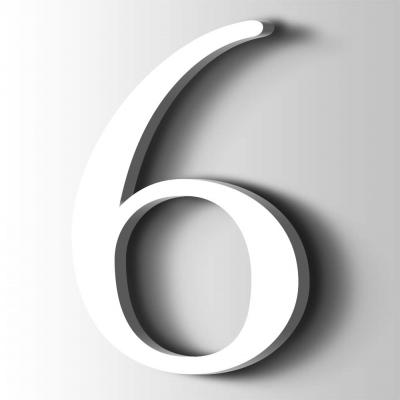 Kunststof Cijfer 6 Filisofia Acrylaat 9016 Traffic white - 1