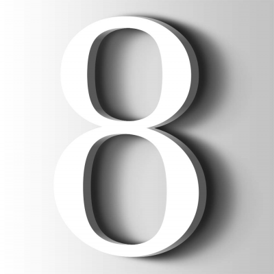 Kunststof Cijfer 8 Filisofia Acrylaat 9016 Traffic white - 1