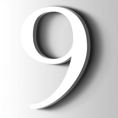 Kunststof Cijfer 9 Filisofia Acrylaat 9016 Traffic white - 1