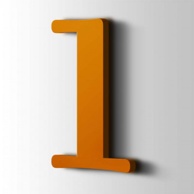 Kunststof Cijfer 1 Filisofia Acrylaat 2004 Pure Orange - 1