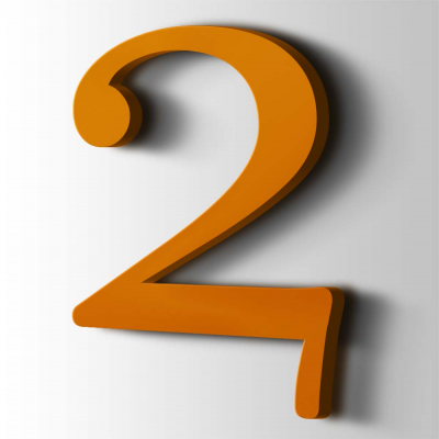 Kunststof Cijfer 2 Filisofia Acrylaat 2004 Pure Orange - 1