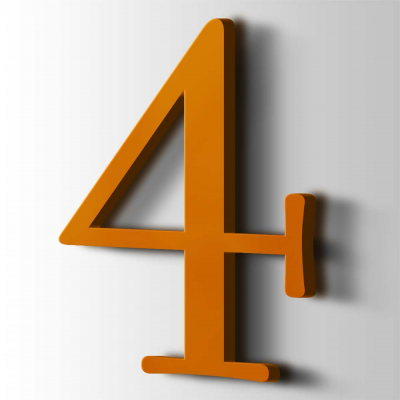 Kunststof Cijfer 4 Filisofia Acrylaat 2004 Pure Orange - 1