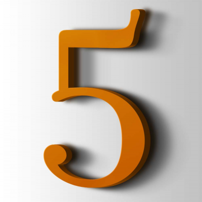 Kunststof Cijfer 5 Filisofia Acrylaat 2004 Pure Orange - 1