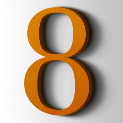 Kunststof Cijfer 8 Filisofia Acrylaat 2004 Pure Orange - 1