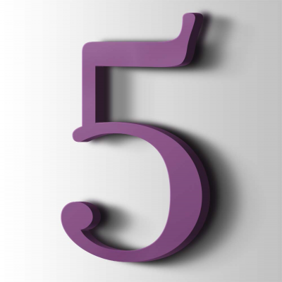 Kunststof Cijfer 5 Filisofia Acrylaat 4008 Signal Violet - 1