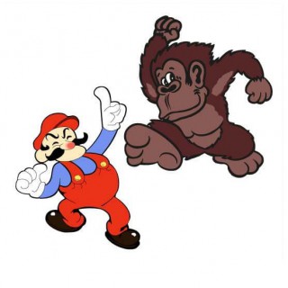 Mario en DK side art arcade stickers - 1