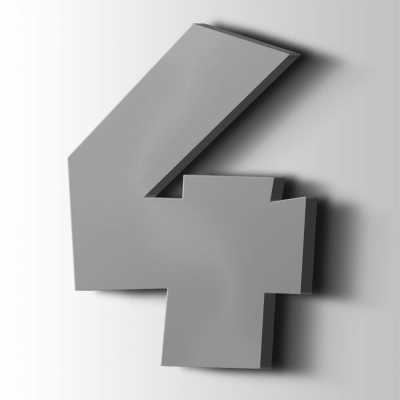 Kunststof Cijfer 4 Grobold Acrylaat 7040 Window Grey - 1