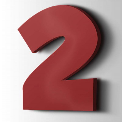 Kunststof Cijfer 2 Grobold Acrylaat 3001 Signal Red - 1