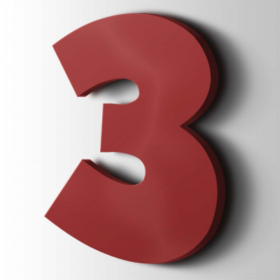 Kunststof Cijfer 3 Grobold Acrylaat 3001 Signal Red - 1