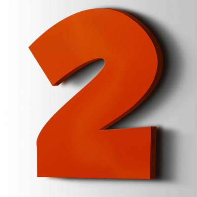 Kunststof Cijfer 2 Grobold Acrylaat 3020 Traffic Red - 1