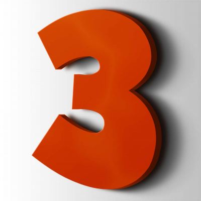 Kunststof Cijfer 3 Grobold Acrylaat 3020 Traffic Red - 1