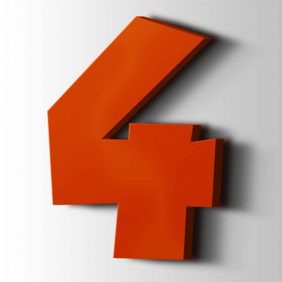 Kunststof Cijfer 4 Grobold Acrylaat 3020 Traffic Red - 1