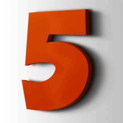 Kunststof Cijfer 5 Grobold Acrylaat 3020 Traffic Red - 1