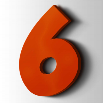 Kunststof Cijfer 6 Grobold Acrylaat 3020 Traffic Red - 1