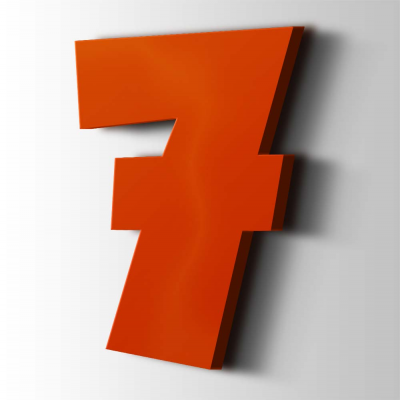 Kunststof Cijfer 7 Grobold Acrylaat 3020 Traffic Red - 1