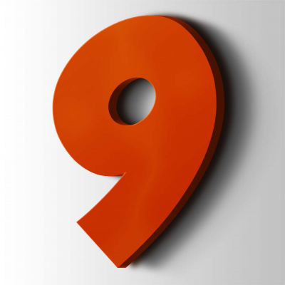 Kunststof Cijfer 9 Grobold Acrylaat 3020 Traffic Red - 1