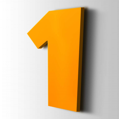 Kunststof Cijfer 1 Grobold Acrylaat 1003 Signal Yellow - 1