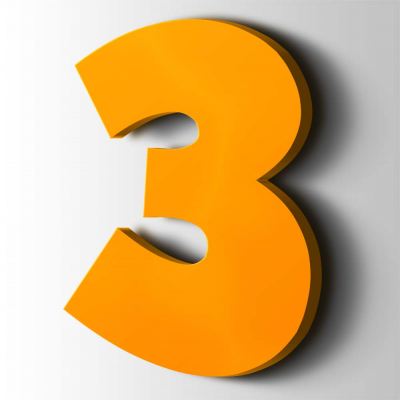 Kunststof Cijfer 3 Grobold Acrylaat 1003 Signal Yellow - 1