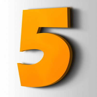 Kunststof Cijfer 5 Grobold Acrylaat 1003 Signal Yellow - 1